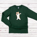 a green shirt with a dog on it
