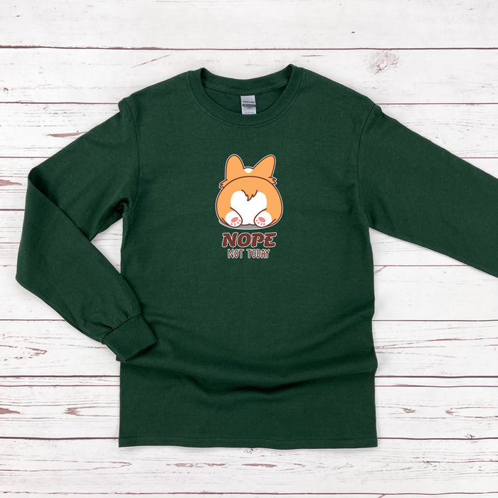 a green sweatshirt with a cartoon fox on it