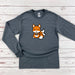 a gray shirt with a cartoon fox on it