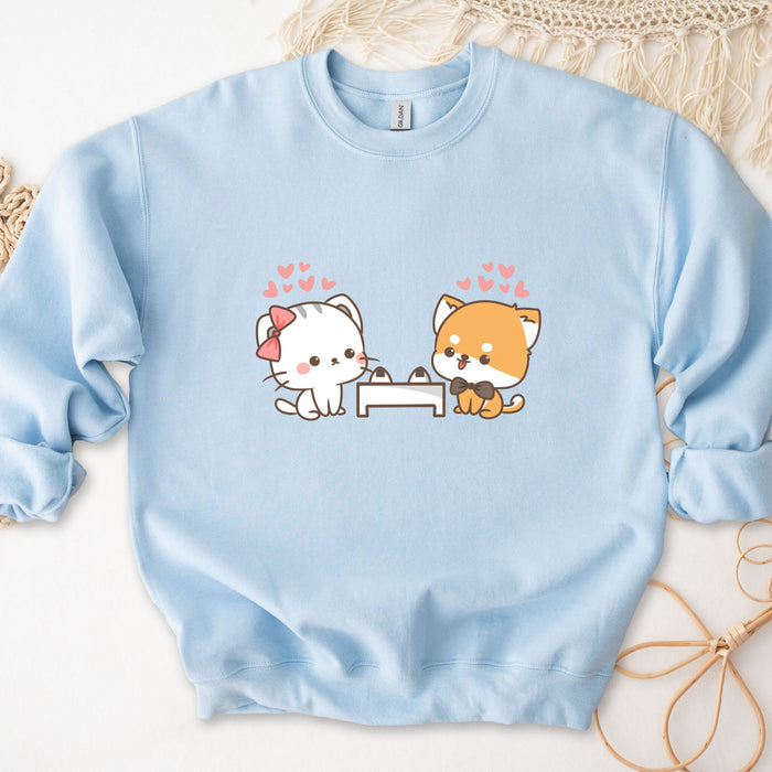 Cat and Dog Sushi Date Sweatshirt