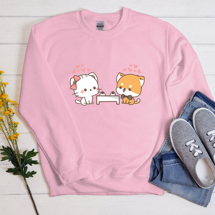 Cat and Dog Sushi Date Sweatshirt