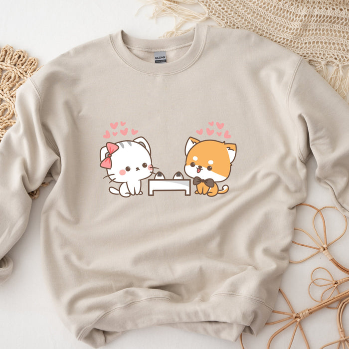 Cat and Dog Sushi Date Sweatshirt