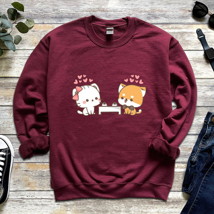 Cat and Dog Sushi Date Sweatshirt