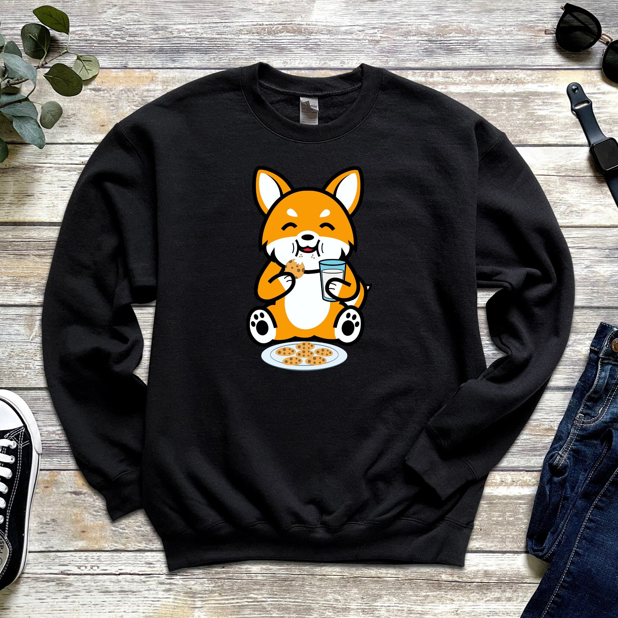 Dog Eating Cookies with Milk Sweatshirt