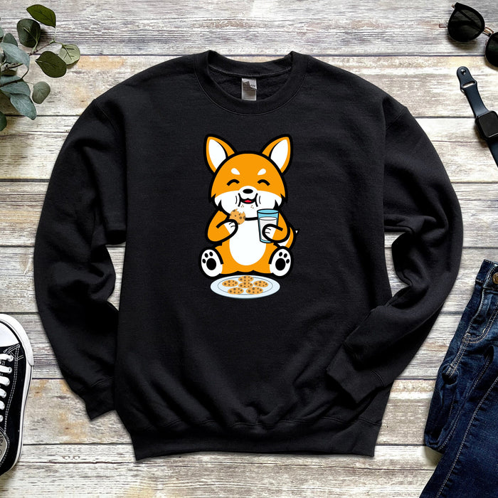 Dog Eating Cookies with Milk Sweatshirt