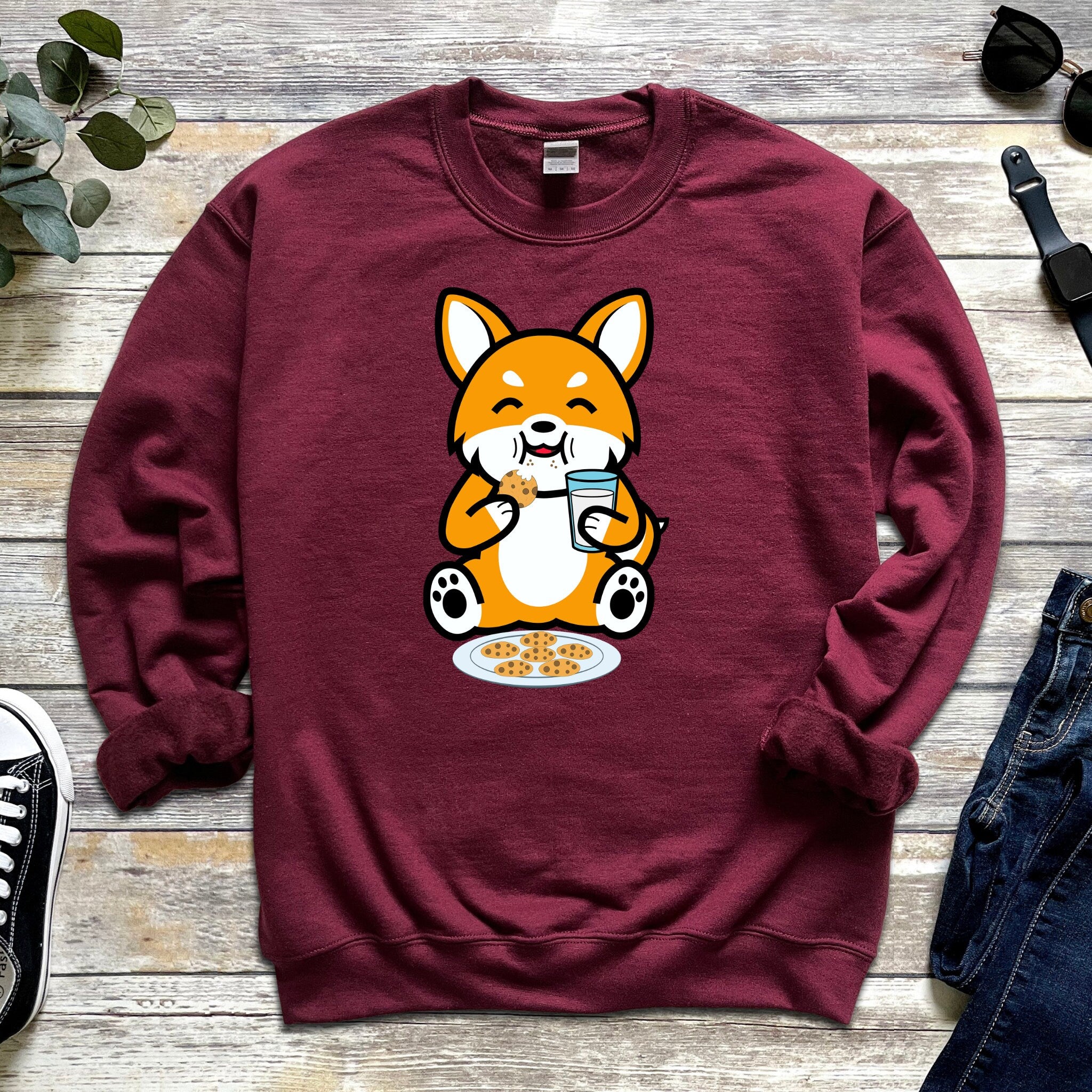 Dog Eating Cookies with Milk Sweatshirt