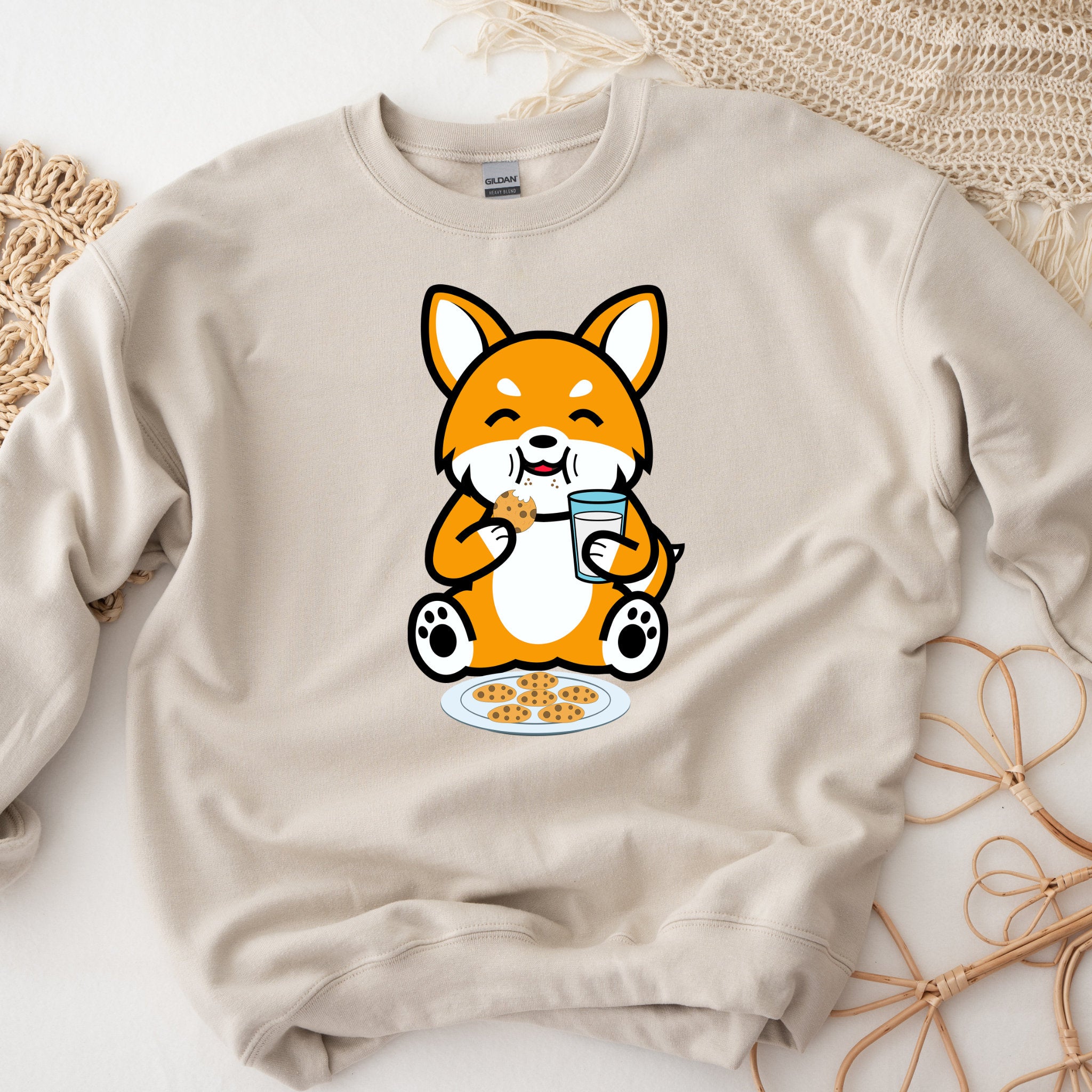 Dog Eating Cookies with Milk Sweatshirt