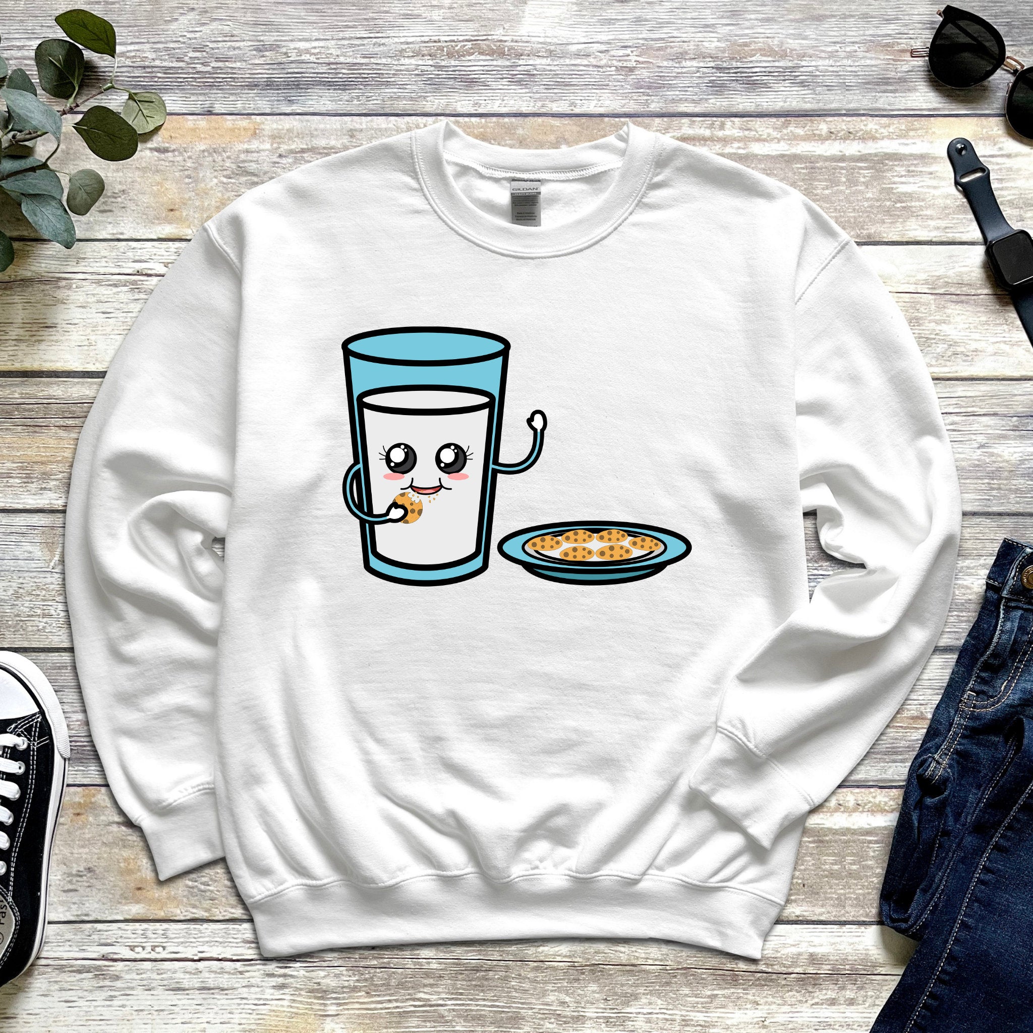 Glass of Milk Eating Cookie Sweatshirt