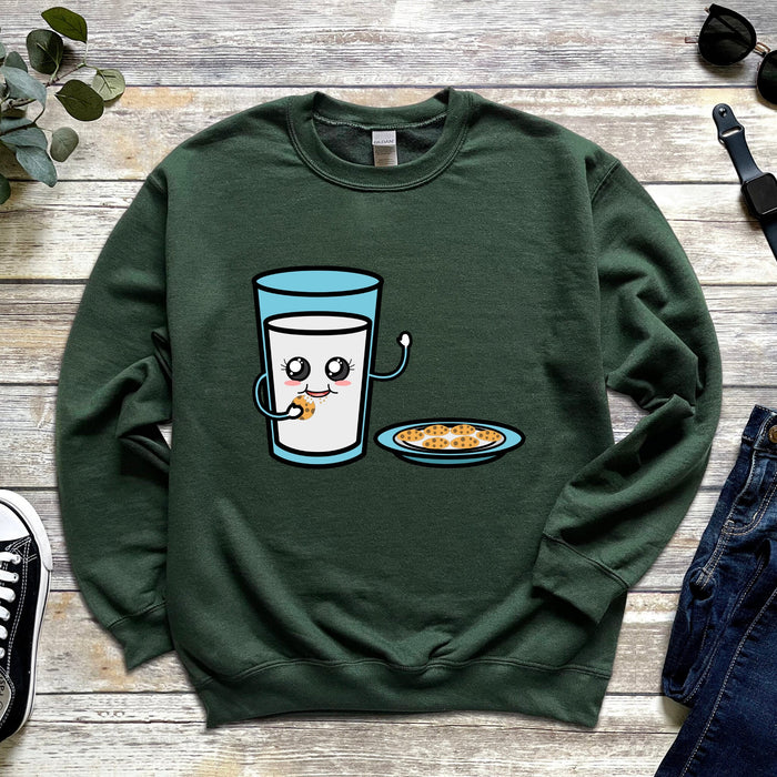 Glass of Milk Eating Cookie Sweatshirt