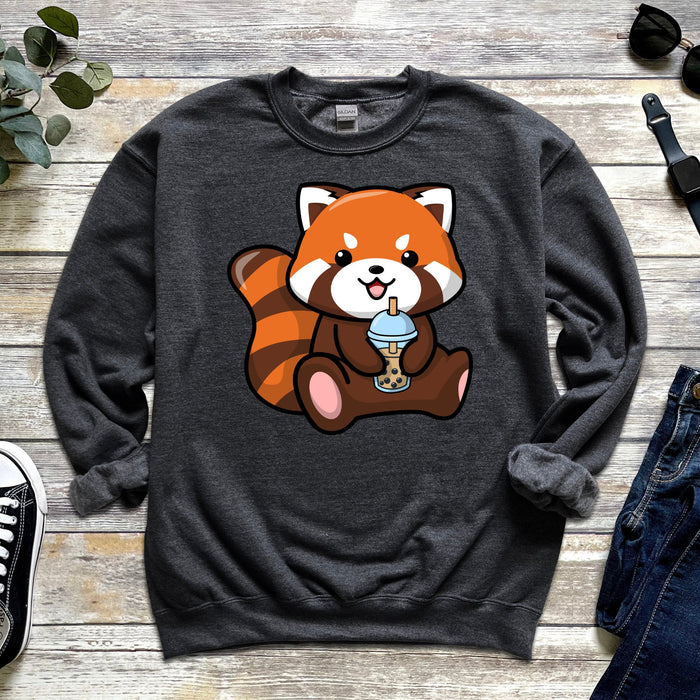 Red Panda Drinking Boba Tea Sweatshirt