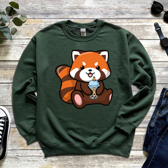 Red Panda Drinking Boba Tea Sweatshirt