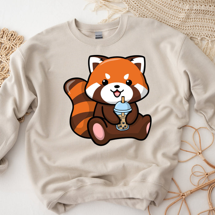 Red Panda Drinking Boba Tea Sweatshirt