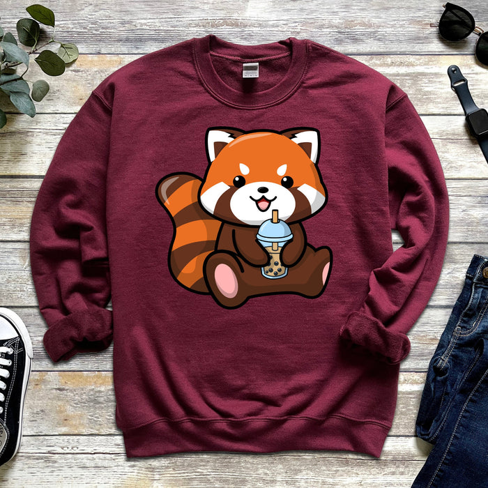Red Panda Drinking Boba Tea Sweatshirt