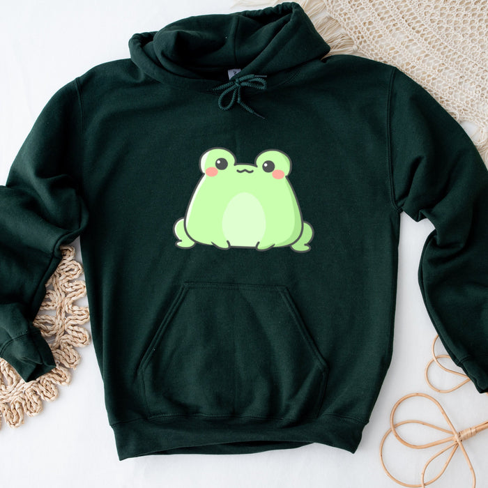 Cute Cute Sitting Frog Unisex Hoodie |Frog Lover Gift Cute Kawaii Clothing Gift for Frog Lovers Japanese Kawaii Streetwear Apparel