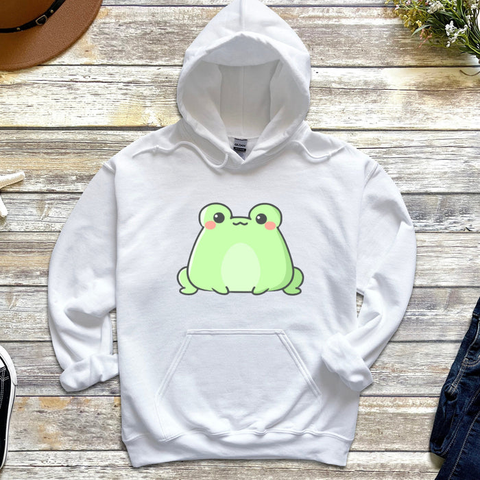 Cute Cute Sitting Frog Unisex Hoodie |Frog Lover Gift Cute Kawaii Clothing Gift for Frog Lovers Japanese Kawaii Streetwear Apparel