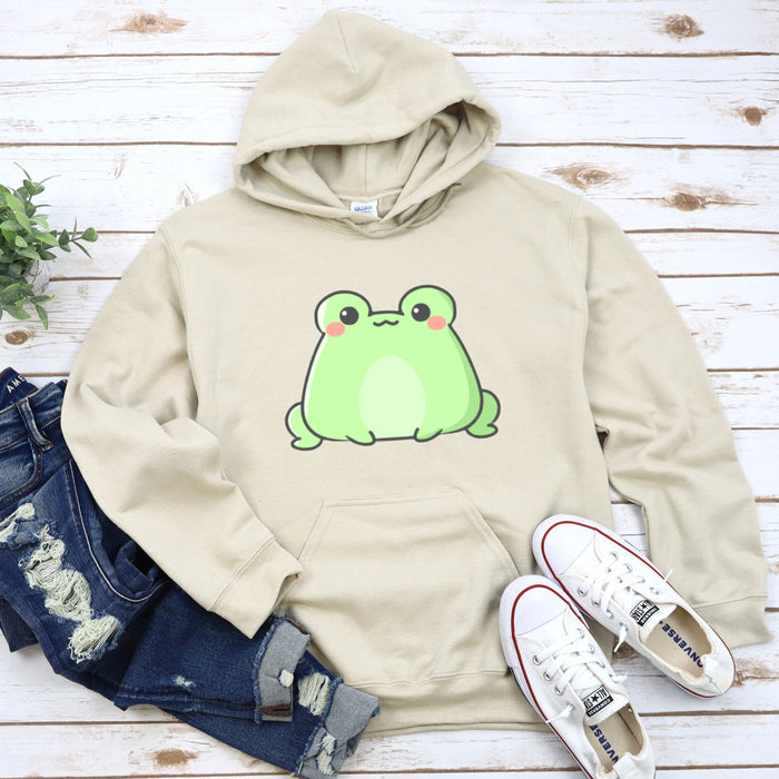 Cute Cute Sitting Frog Unisex Hoodie |Frog Lover Gift Cute Kawaii Clothing Gift for Frog Lovers Japanese Kawaii Streetwear Apparel