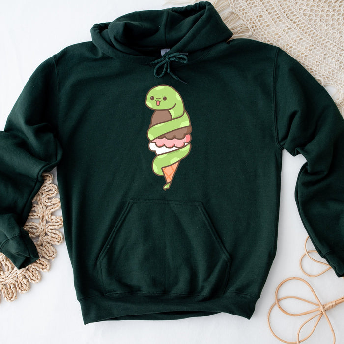 Cute Ice Cream Snake Hoodie |Meme JapaneseAnime Streetwear Cartoon Strawberry Snek Vanilla Chocolate Ice cream Cone