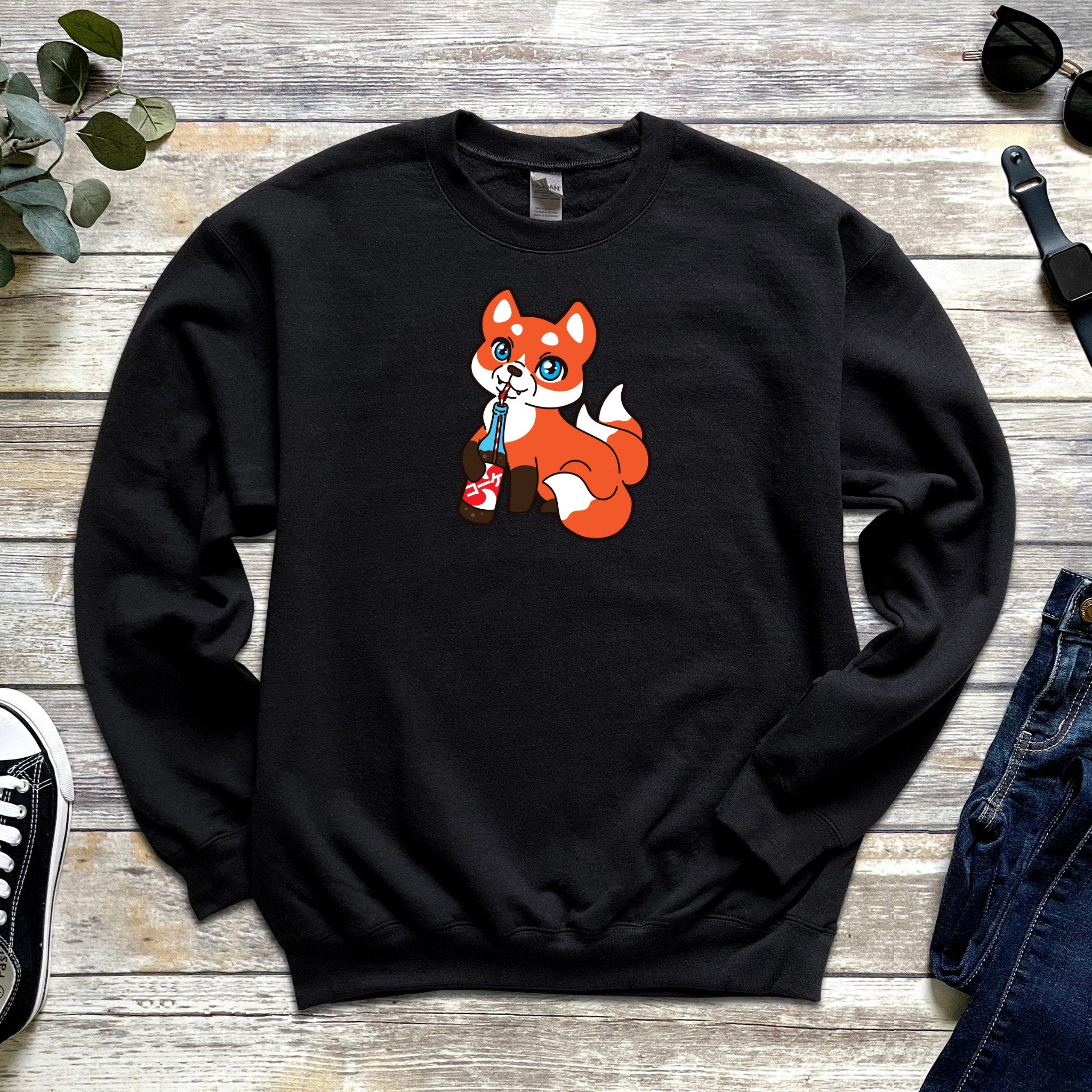 Fox Drinking Soda Sweatshirt