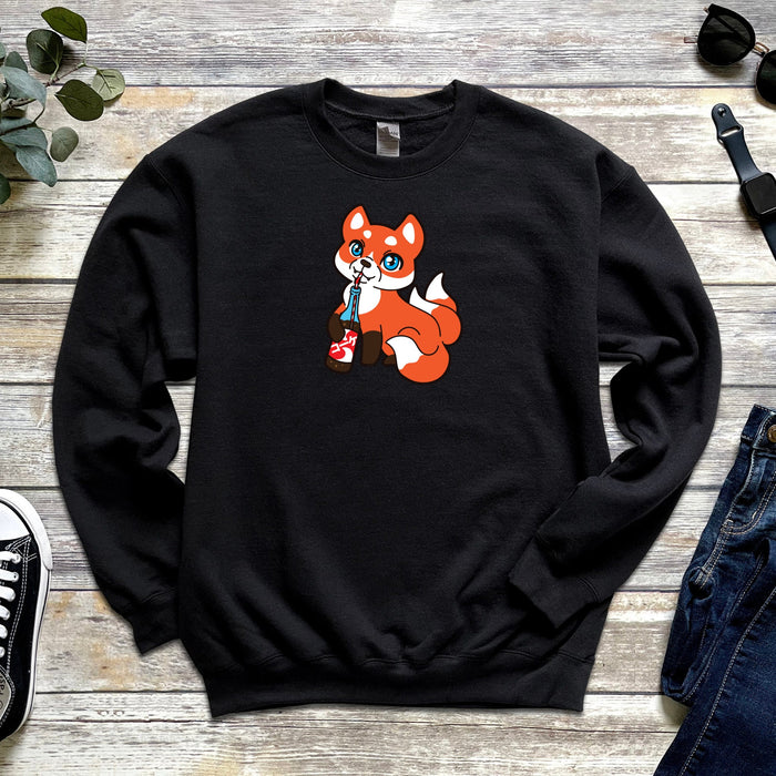Fox Drinking Soda Sweatshirt