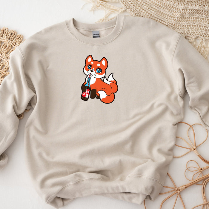 Fox Drinking Soda Sweatshirt
