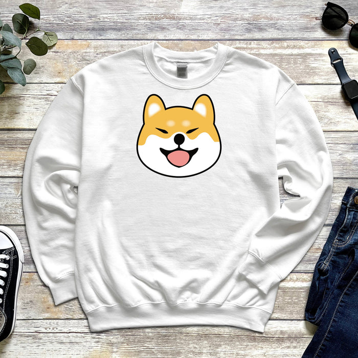 Cute Shiba Inu Face Sweatshirt |Adorable Japanese Streetwear Corgi Lovers Shiba Lovers Puppy Yorkie Terrier Doge Dogecoin Elon Musk