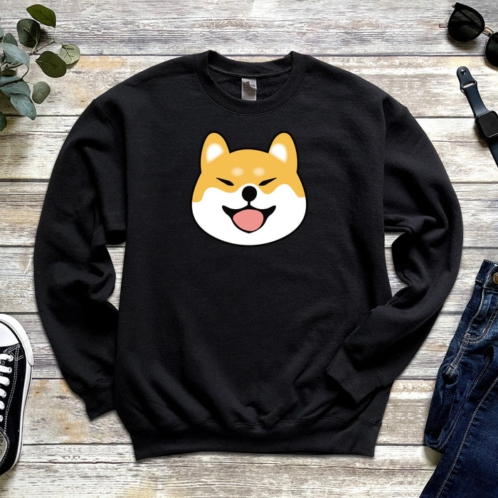 Cute Shiba Inu Face Sweatshirt |Adorable Japanese Streetwear Corgi Lovers Shiba Lovers Puppy Yorkie Terrier Doge Dogecoin Elon Musk