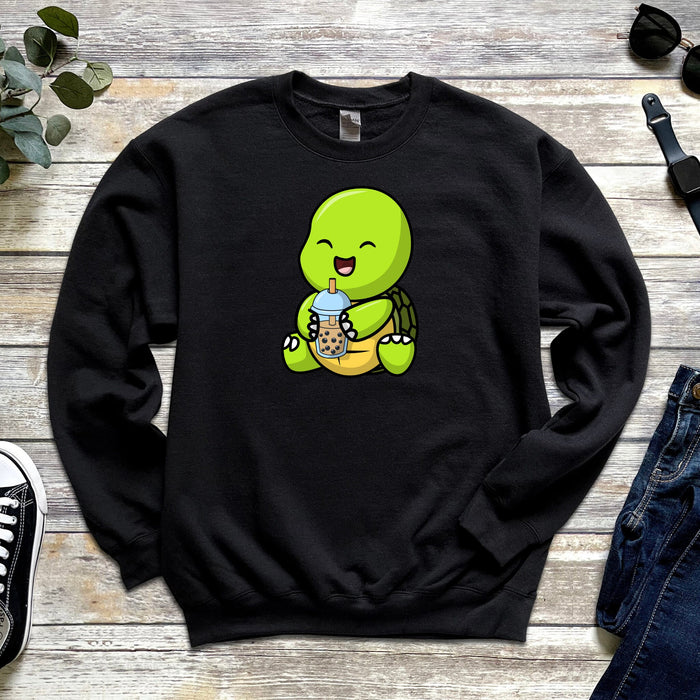 Baby Turtle Drinking Boba Tea Sweatshirt