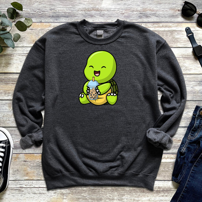Baby Turtle Drinking Boba Tea Sweatshirt