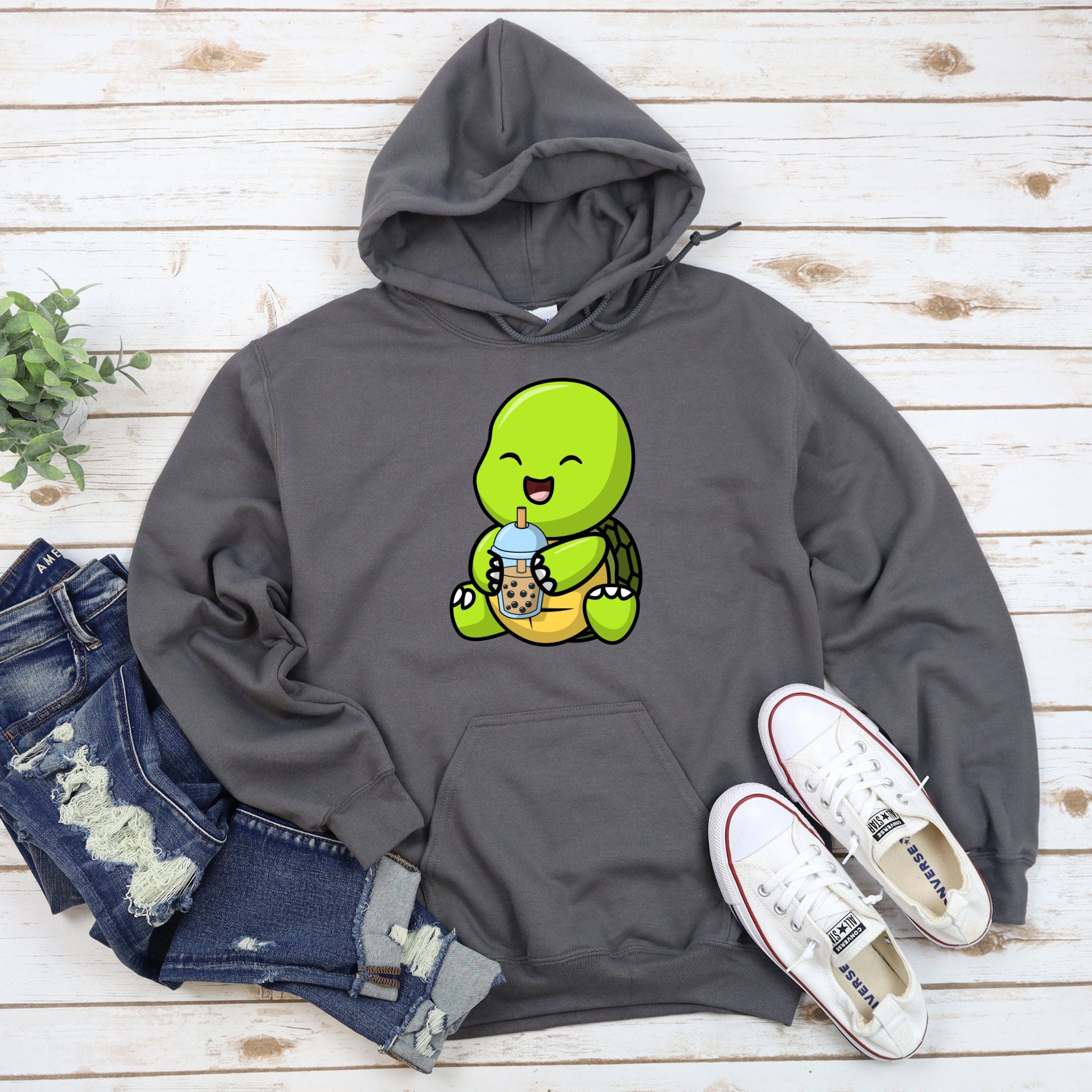 Baby Turtle Drinking Boba Tea Hoodie