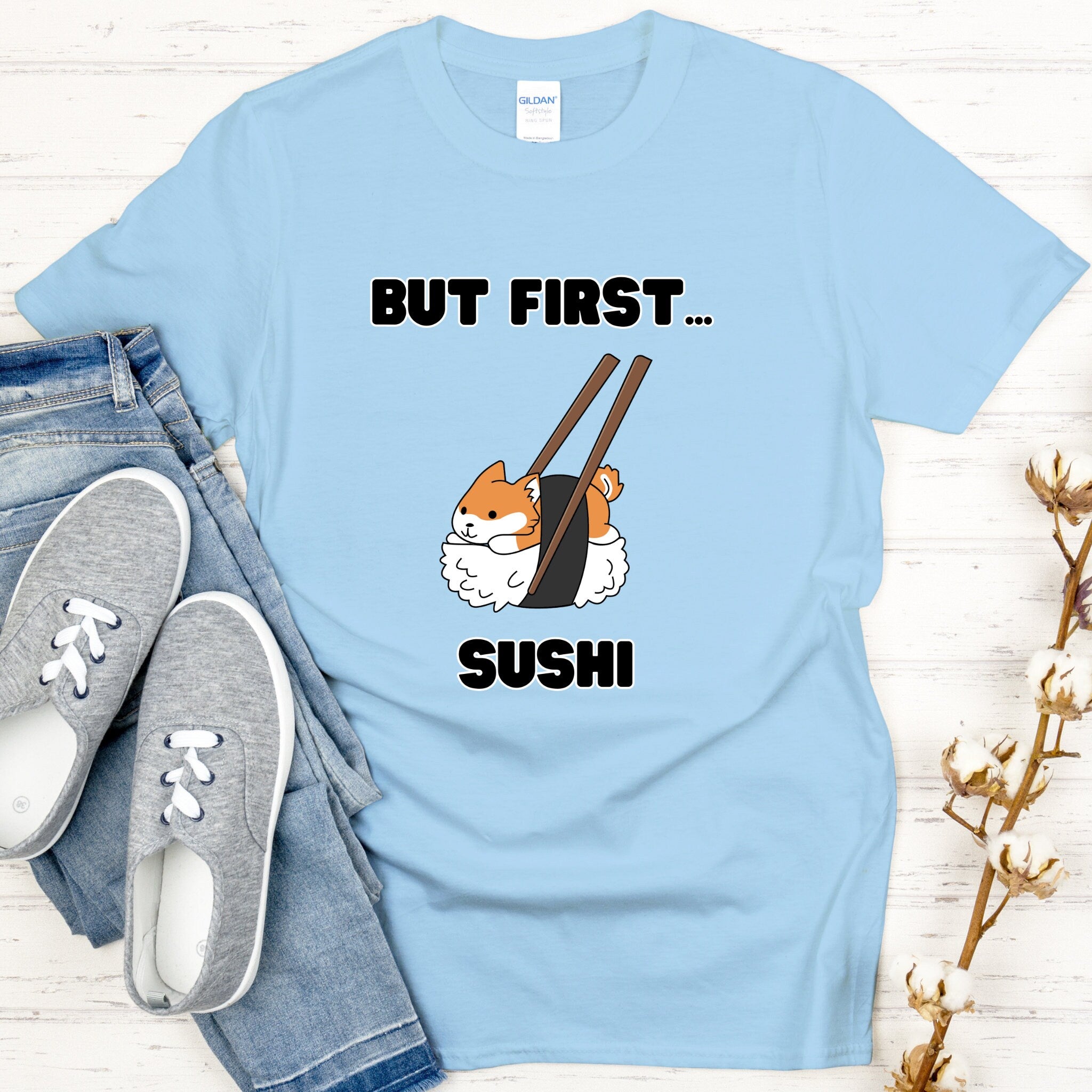 "But First Sushi" Shiba Inu T-Shirt