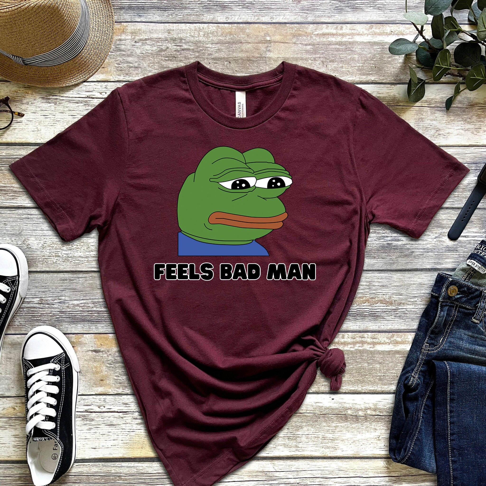 Sad Pepe the Frog "Feels Bad Man" T-Shirt
