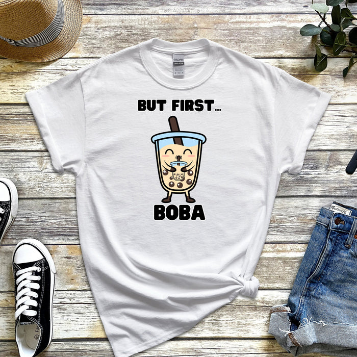 Boba Drinking Boba Tea "But First... Boba" T-Shirt