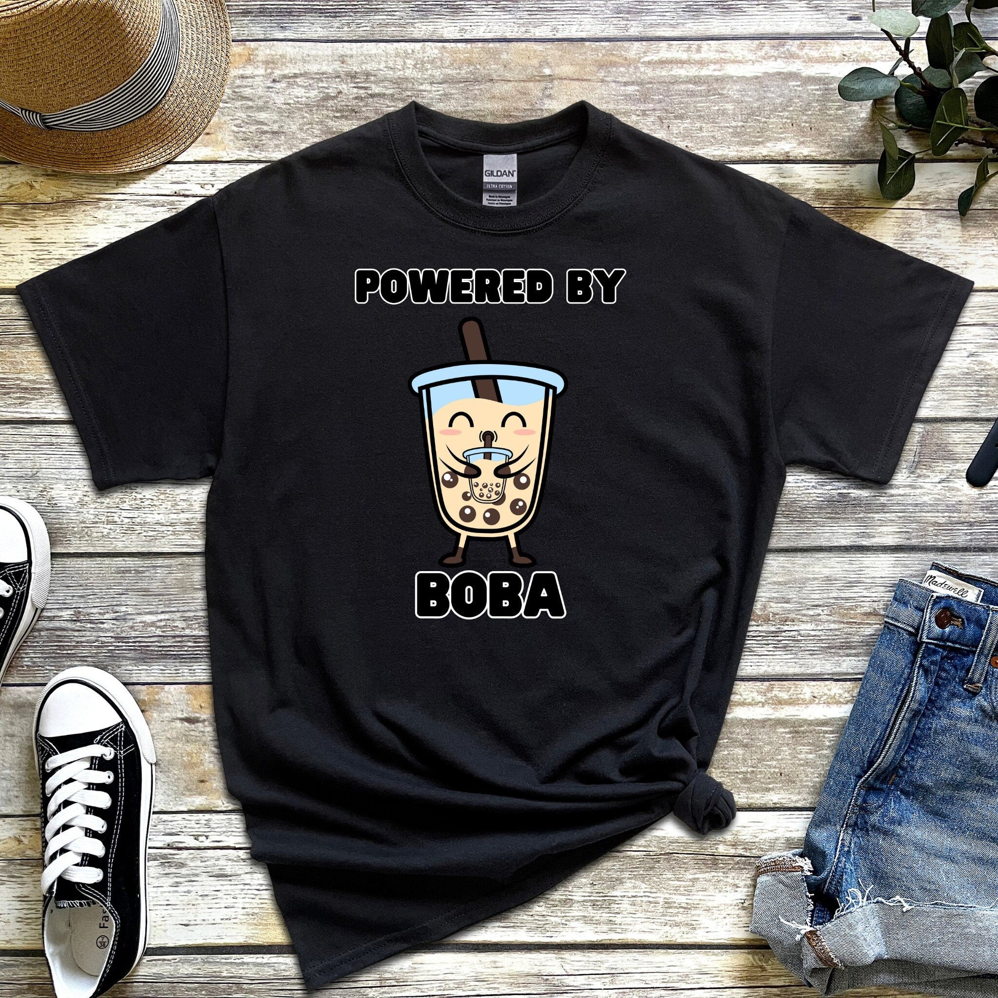 Boba Drinking Boba Tea "Powered By Boba" T-Shirt