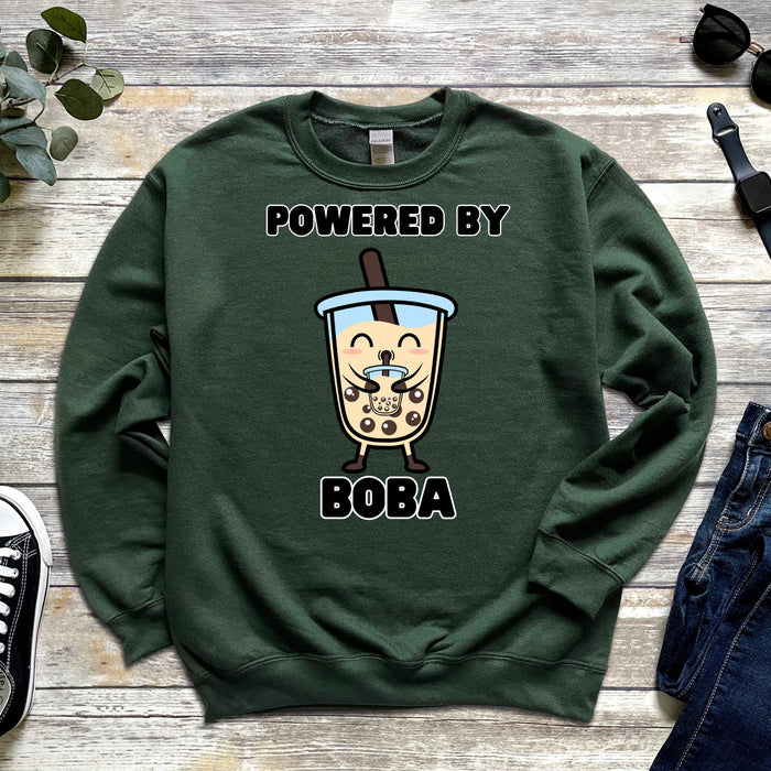Boba Drinking Boba Tea "Powered By Boba" Sweatshirt