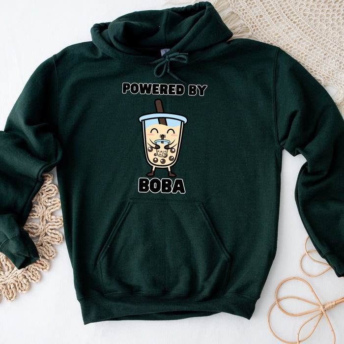 Cute Boba Drinking Boba Tea "Powered By Boba" Hoodie | Baby Adult Bubble Tea Taro Popping BubblesCoffee Lover Japanese Streetwear