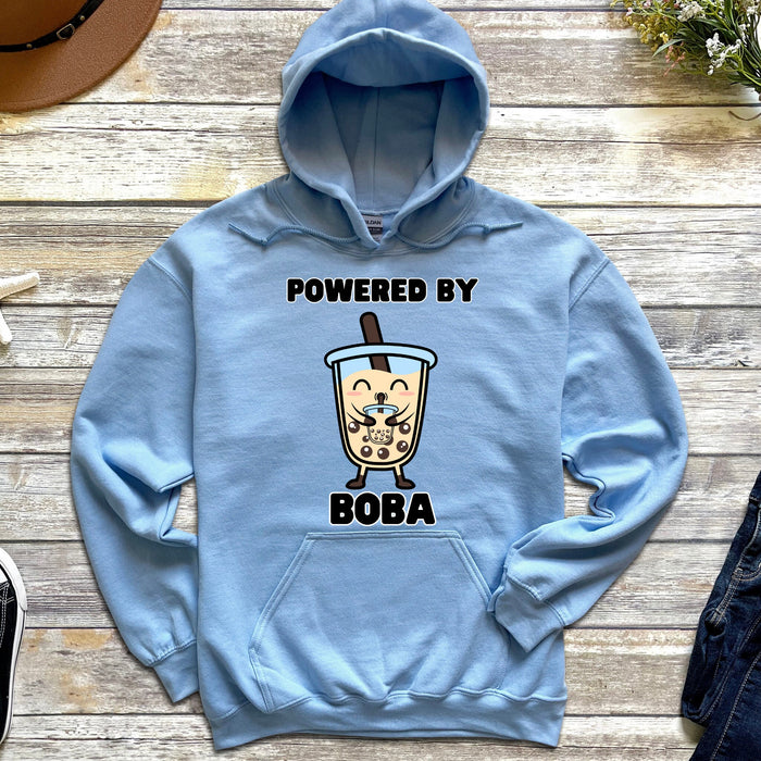 Cute Boba Drinking Boba Tea "Powered By Boba" Hoodie | Baby Adult Bubble Tea Taro Popping BubblesCoffee Lover Japanese Streetwear