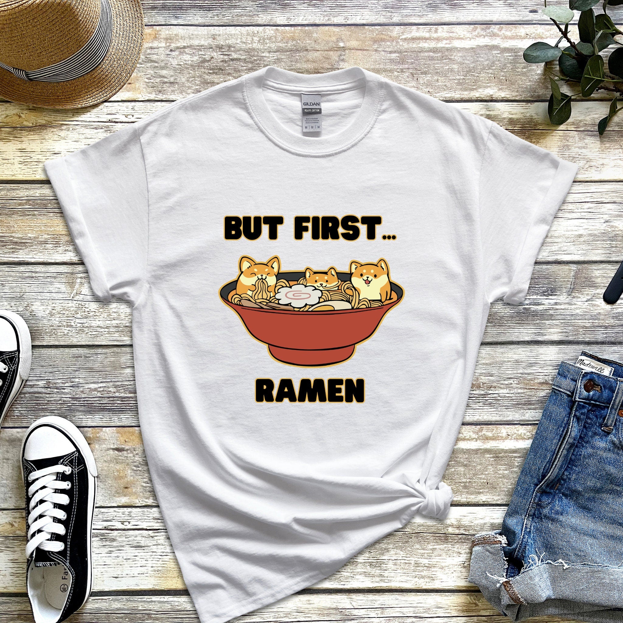 "But First... Ramen" Shiba Inu Ramen Bowl T-Shirt