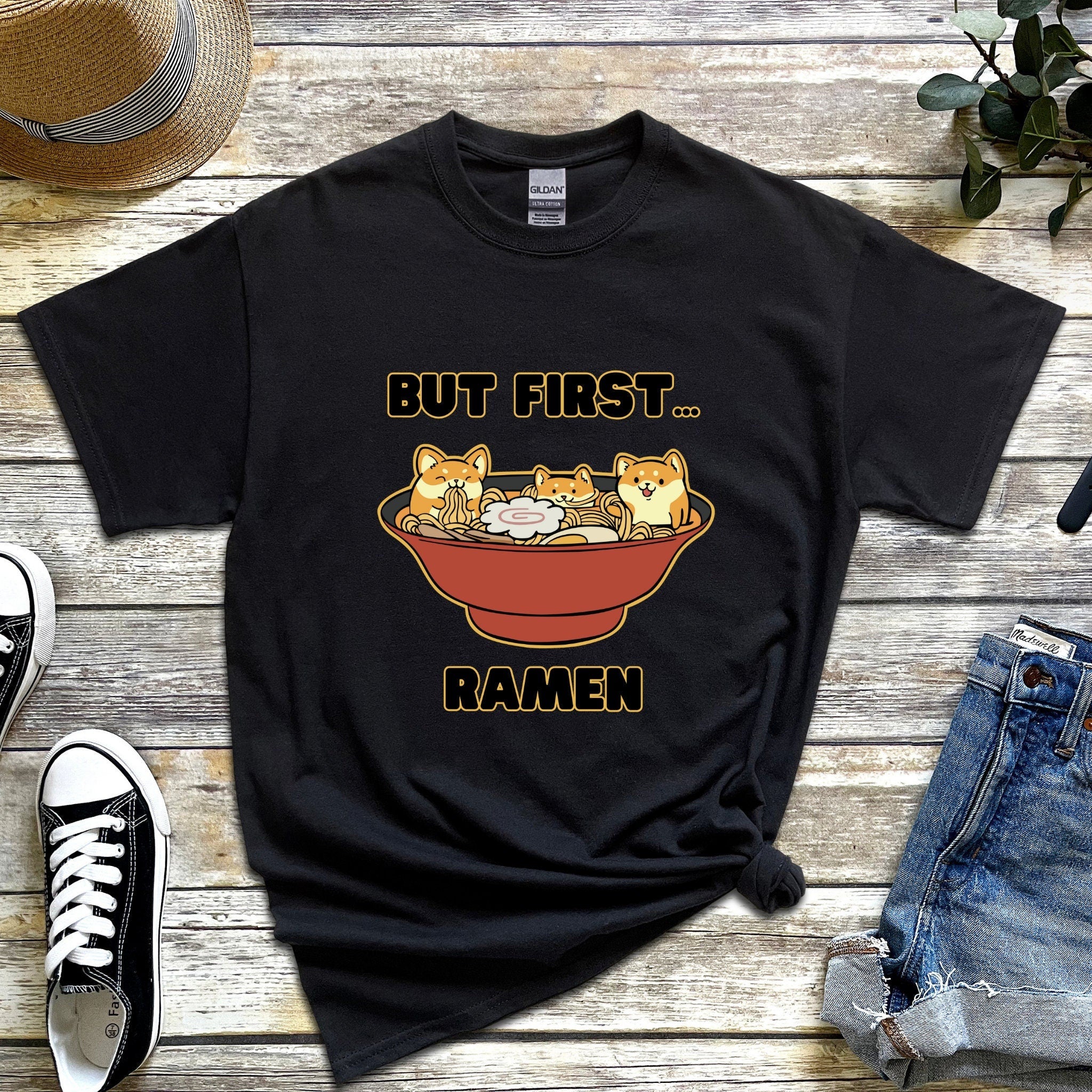 "But First... Ramen" Shiba Inu Ramen Bowl T-Shirt