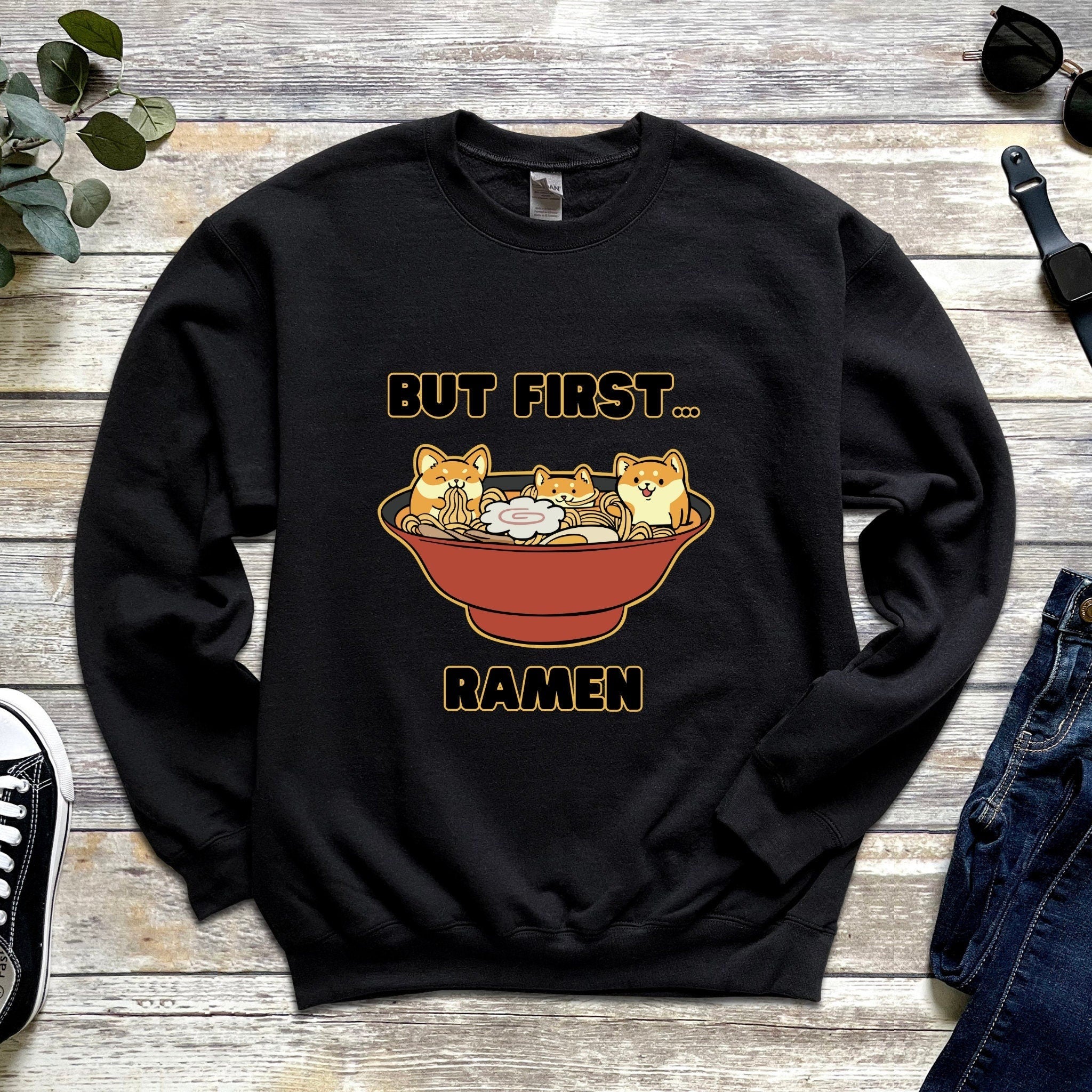 "But First... Ramen" Shiba Inu Ramen Bowl Sweatshirt