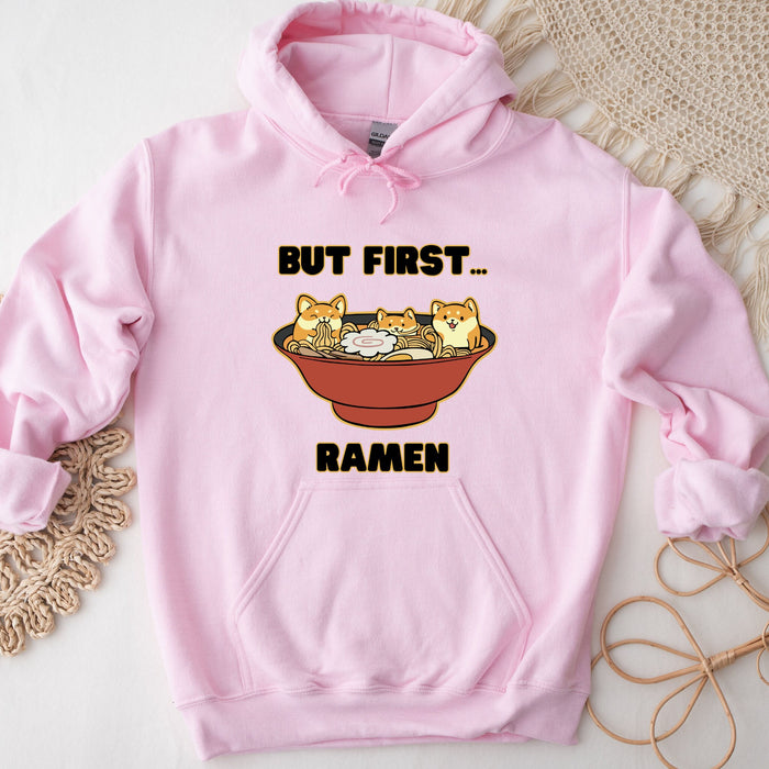 Cute But First... Ramen Shiba Inu Ramen Bowl Hoodie |Adorable Shiba Inu Ramen Bowl Japanese Streetwear Anime Apparel Cartoon