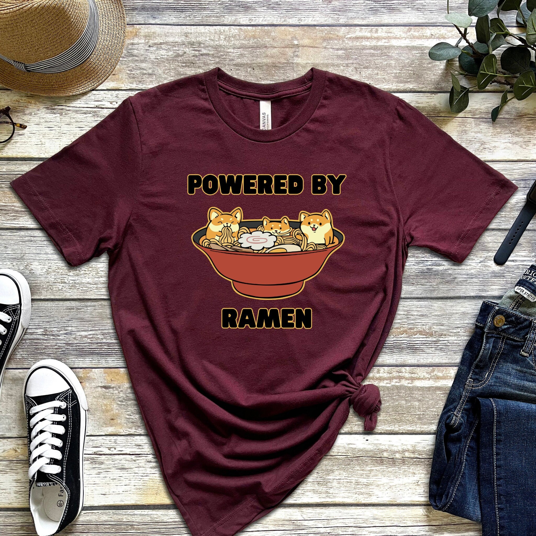 Powered by Ramen Shiba Inu Ramen Bowl T-Shirt