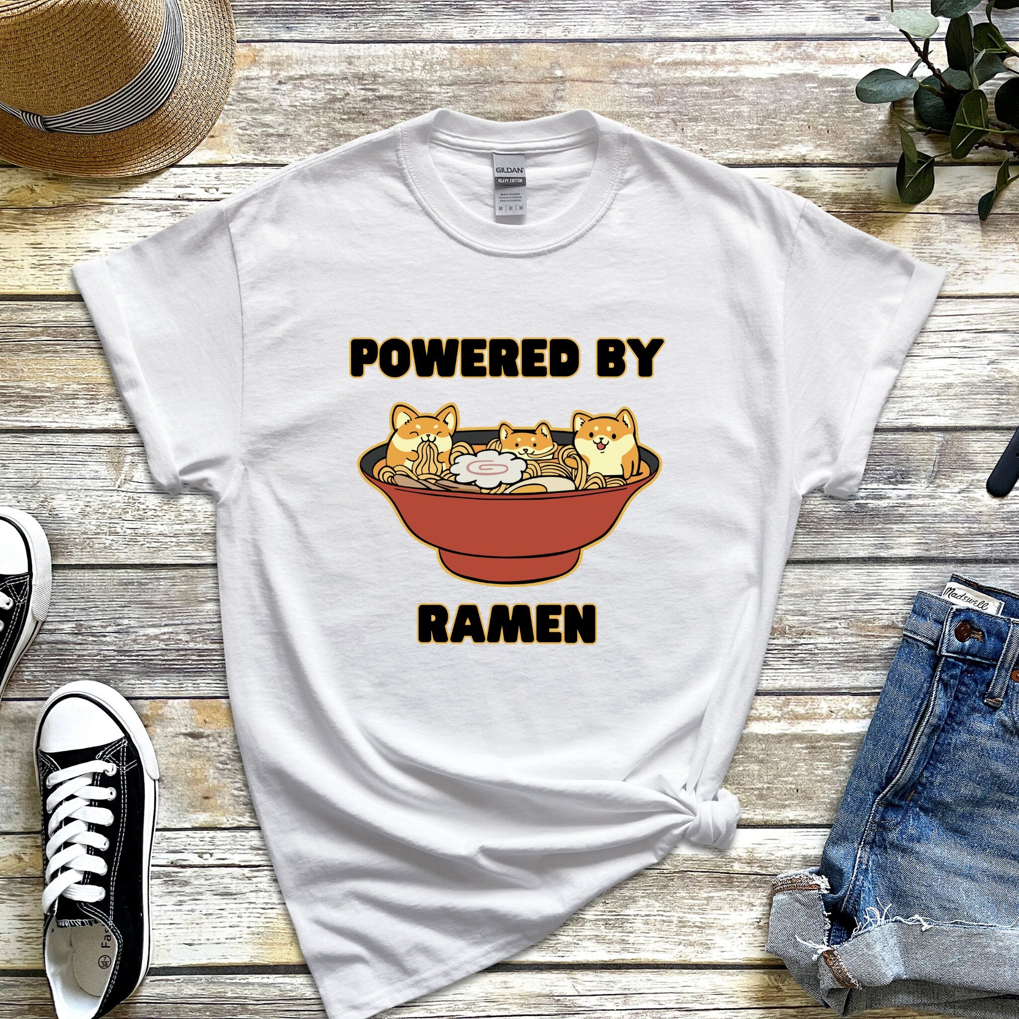 Powered by Ramen Shiba Inu Ramen Bowl T-Shirt