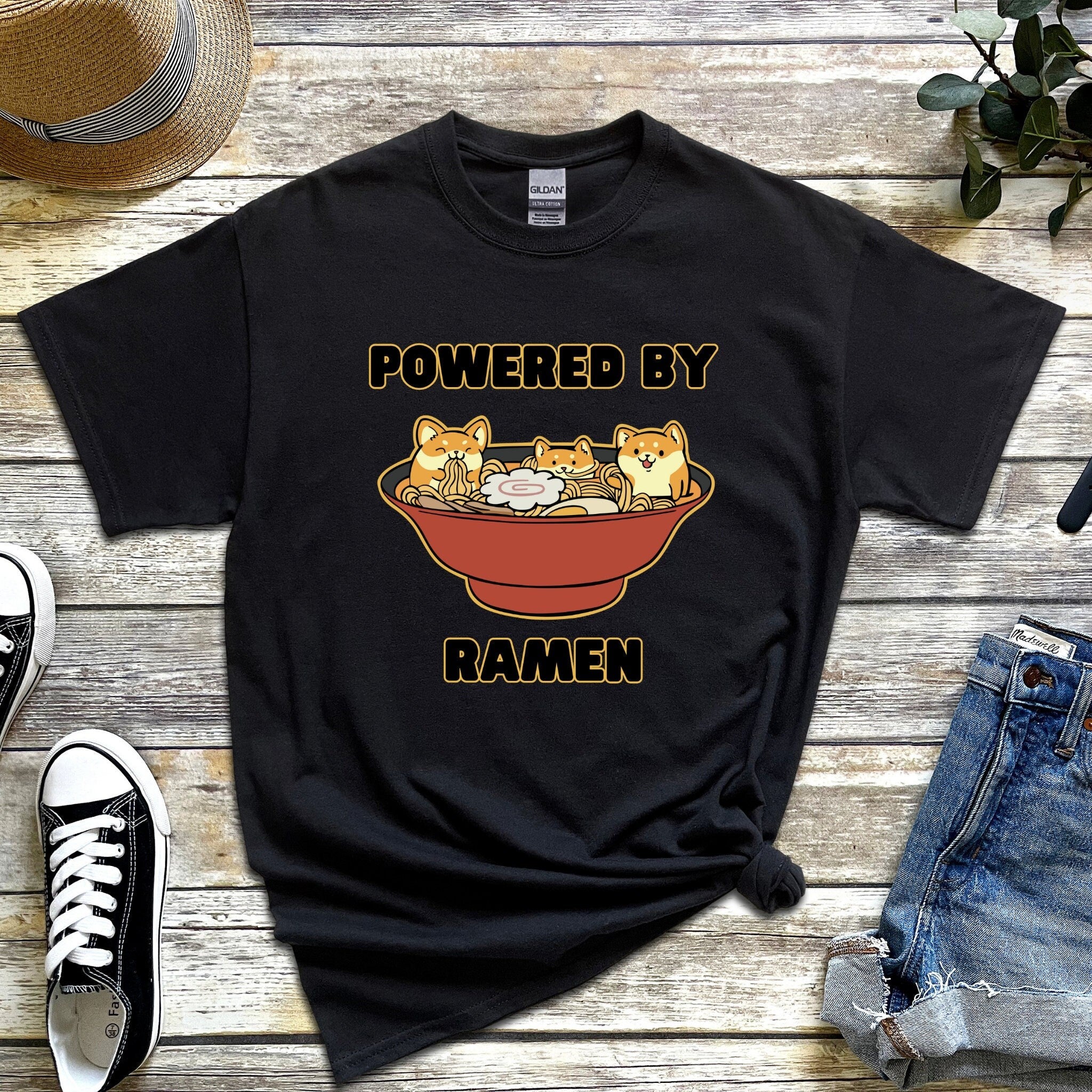 Powered by Ramen Shiba Inu Ramen Bowl T-Shirt
