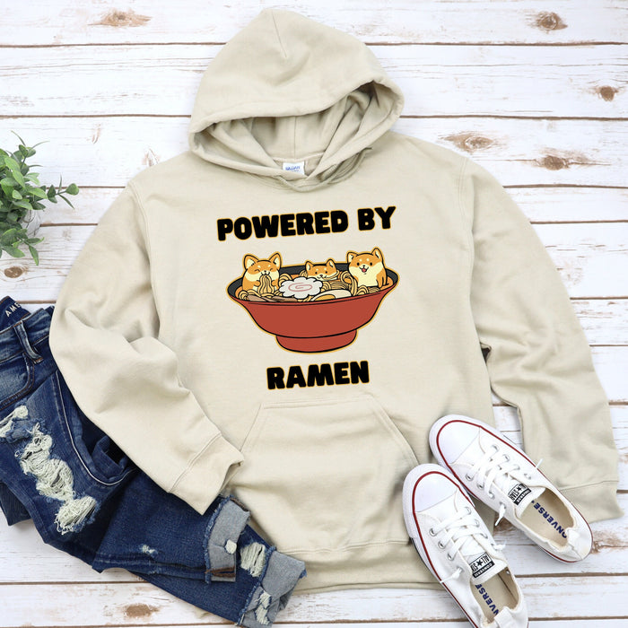 Cute Powered by Ramen Shiba Inu Ramen Bowl Hoodie |Adorable Shiba Inu Ramen Bowl Japanese Streetwear Anime Apparel Cartoon