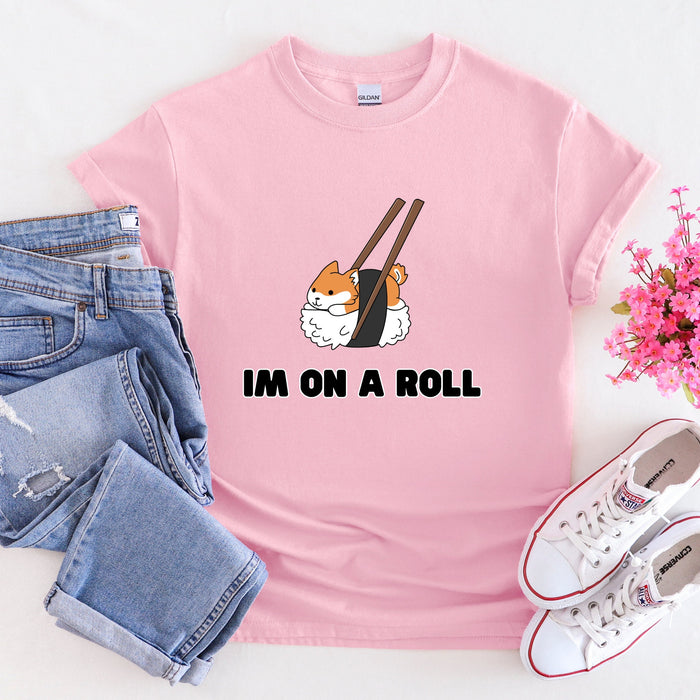 "I'm on a Roll" Sushi Shiba Inu T-Shirt