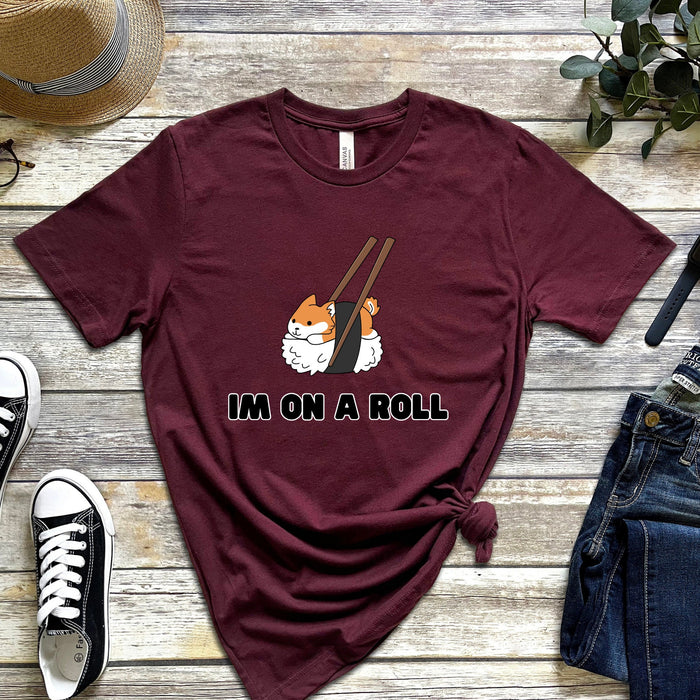 "I'm on a Roll" Sushi Shiba Inu T-Shirt