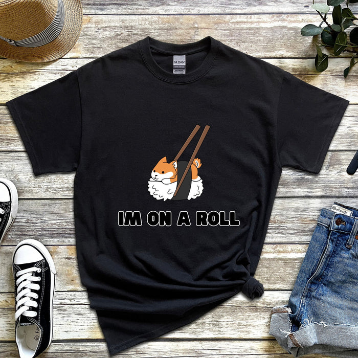 "I'm on a Roll" Sushi Shiba Inu T-Shirt