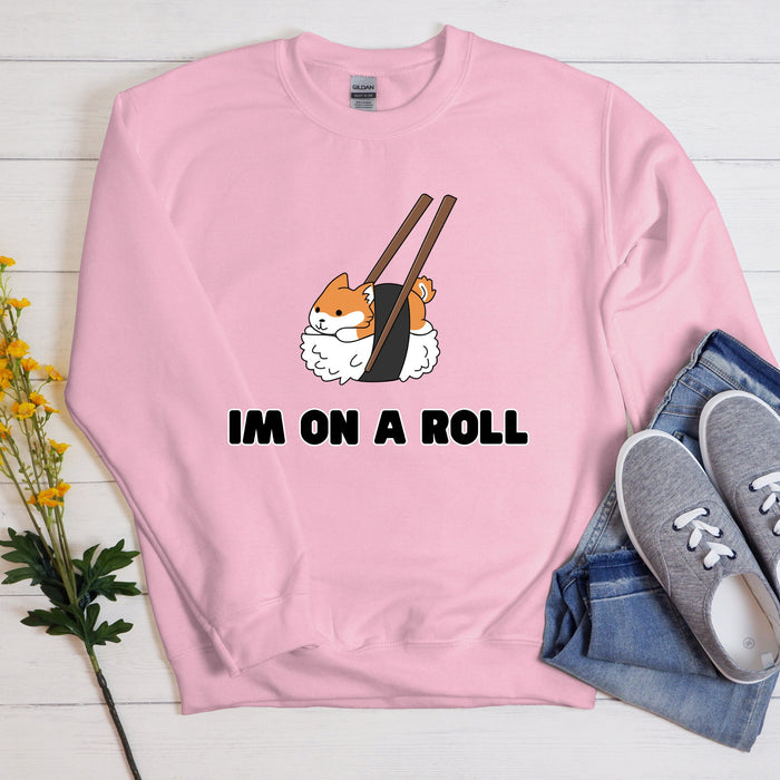 "I'm on a Roll" Sushi Shiba Inu Sweatshirt