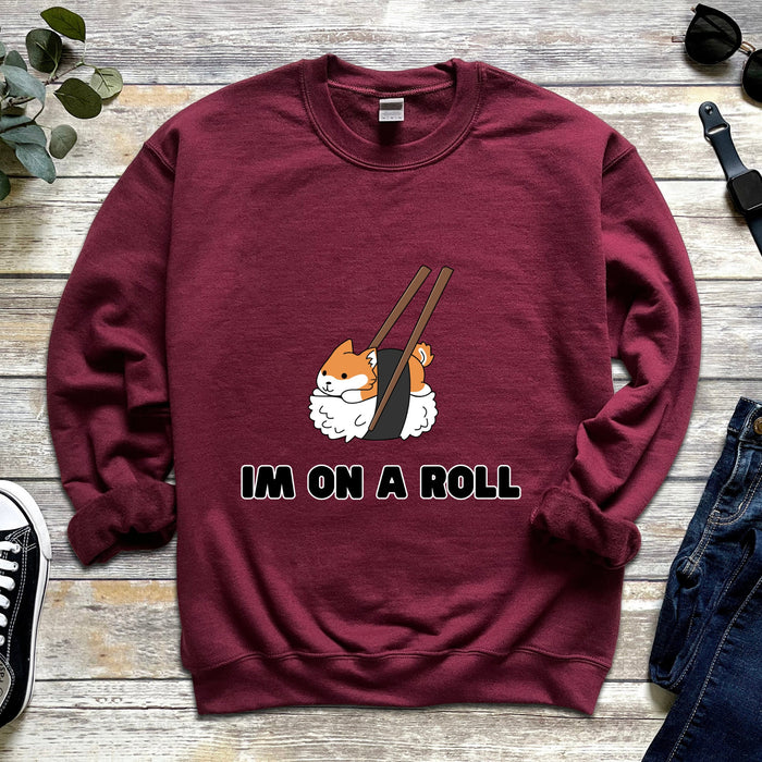 "I'm on a Roll" Sushi Shiba Inu Sweatshirt