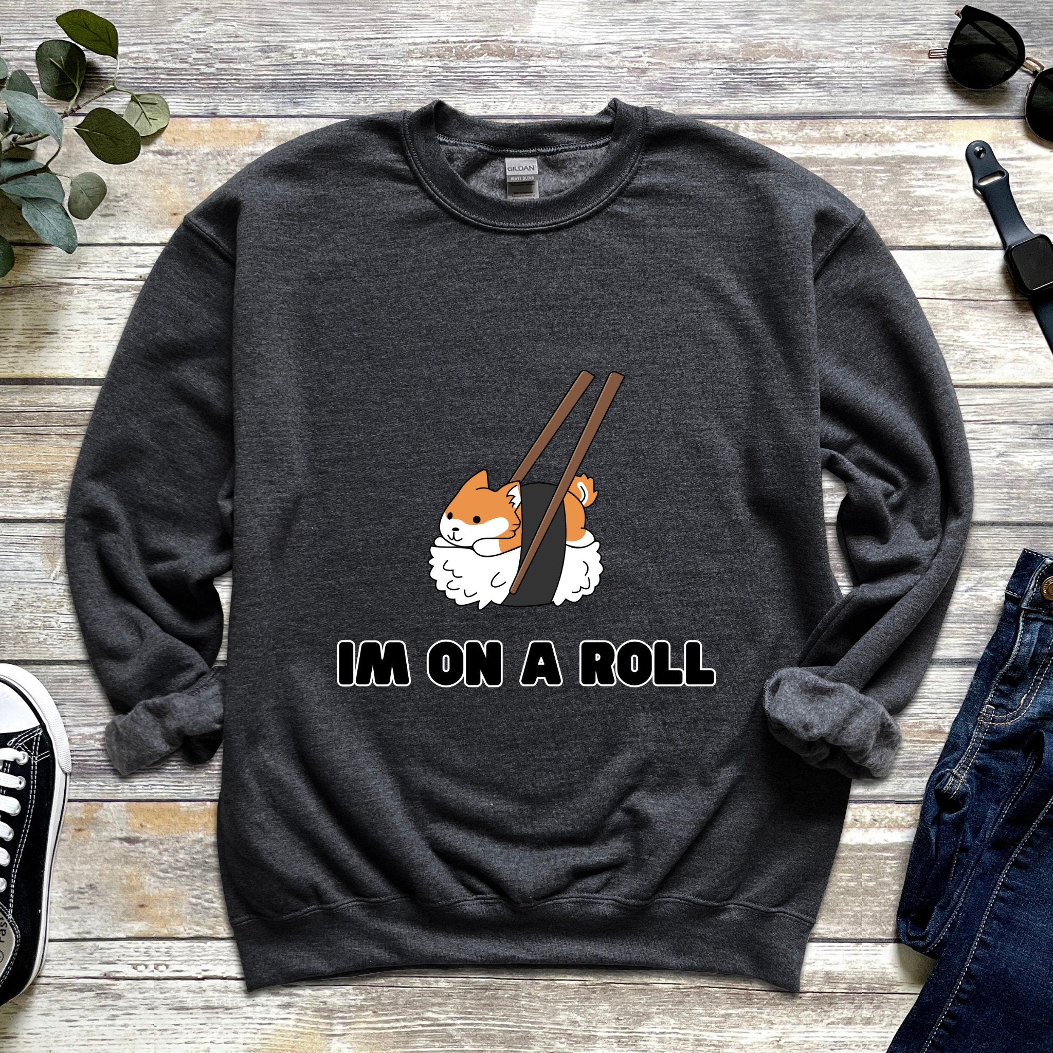 "I'm on a Roll" Sushi Shiba Inu Sweatshirt